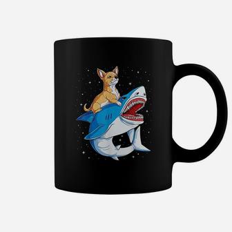 Chihuahua Riding Shark Dog Lover Gifts Space Galaxy Coffee Mug - Seseable
