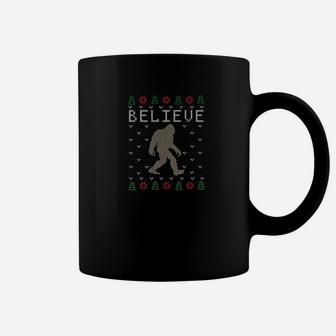 Christmas Believe Funny Ugly Bigfoot Sweater Shirt Coffee Mug - Seseable