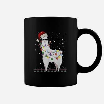 Christmas Llama Santa Hat Ugly Xmas Tree Alpaca Gift Coffee Mug - Seseable
