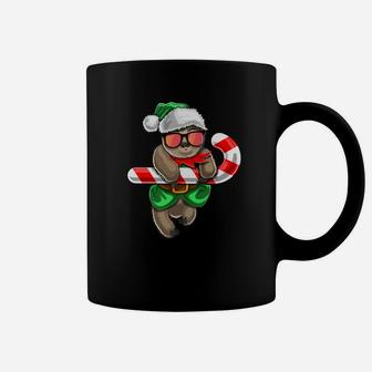 Christmas Sloth Elf Peppermint Candy Cane Gift Girls Coffee Mug - Seseable
