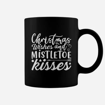 Christmas Wishes And Mistletoe Kisses Coffee Mug - Seseable