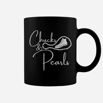 Chucks And Pearls Black Girl Magic White Gift Coffee Mug - Seseable