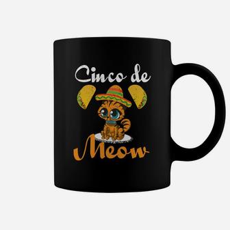 Cinco De Mayo Cinco De Meow Cat Taco Sombrero Coffee Mug - Seseable