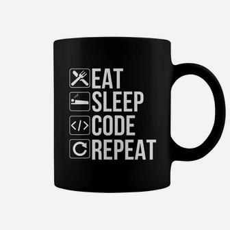 Coder Developer Gift Eat Sleep Code Repeat Coffee Mug - Seseable