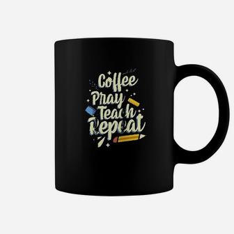 Coffee Pray Teach Repeat Christian Homeschool Teacher Coffee Mug - Seseable
