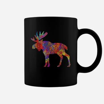 Colorful Canadian Moose Abstract Paint Wildlife Coffee Mug - Seseable