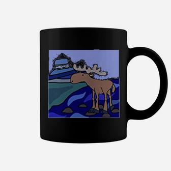 Cool Funny Moose On Rocks Nature Abstract Coffee Mug - Seseable