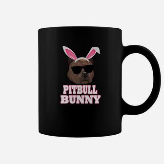 Cool Glasses Pitbulls Bunny Rabbit Dog Happy Easter Coffee Mug - Seseable