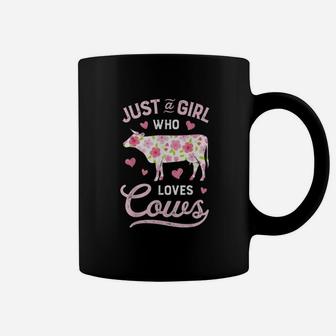 Cow Just A Girl Who Loves Cow Lovely Flower Coffee Mug - Seseable
