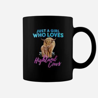 Cow Just A Girl Who Loves Highland Cows Funny Coffee Mug - Seseable