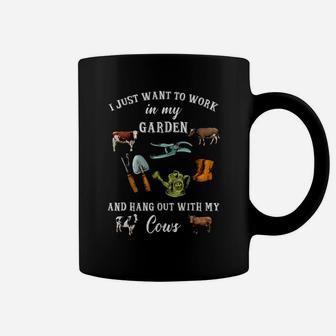 Cow Work In My Garden Hang Out Gift For Cow Lover Coffee Mug - Seseable