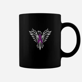 Crohns Disease Awareness Tee Purple Ribbon Phoenix Warrior P Coffee Mug - Seseable