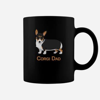 Cute Black Tricolor Pembroke Corgi Dad Dog Lovers Coffee Mug - Seseable