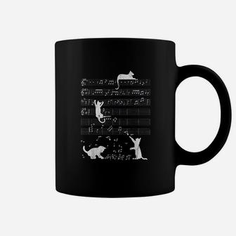 Cute Cat Distressed Music Notes Kitty Piano Musician Coffee Mug - Seseable
