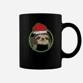 Cute Christmas Sloth Santa Hat Animal Lover Gift Coffee Mug - Seseable