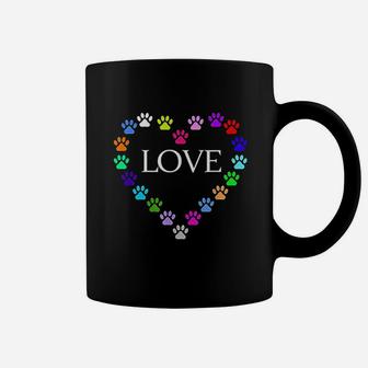 Cute Colorful Heart I Love My Cat Dog Animal Paws Coffee Mug | Seseable CA