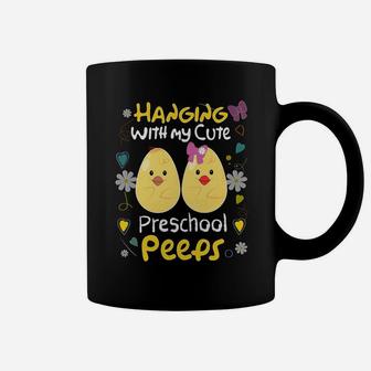 Cute Easter Teacher Hanging With My Preschool Peeps Coffee Mug - Seseable