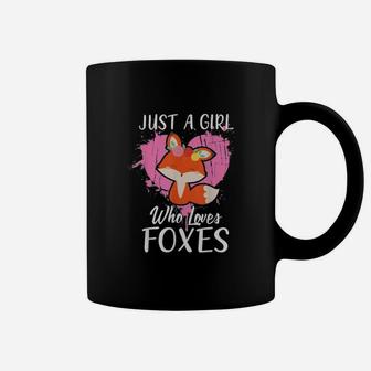 Cute Fox Pink Heart Just A Girl Who Loves Foxes Coffee Mug - Seseable