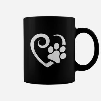 Cute Heart Paw Funny Fur Mama Rescue Animal Coffee Mug - Seseable