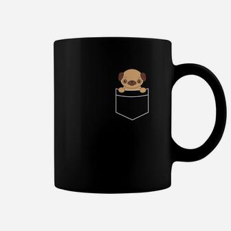 Cute Kawaii Dog Pug In Pocket Coffee Mug - Seseable