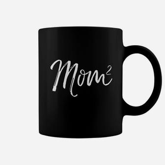 Cute Mother Of 2 Announcement Gift Mom Squared Coffee Mug - Seseable