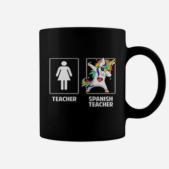 Cute Spanish Teacher Unicorn Dabbing Funny School Team Gifts Coffee Mug - Seseable