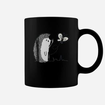 Cute Vintage Hedgehog And Butterfly Art Coffee Mug - Seseable