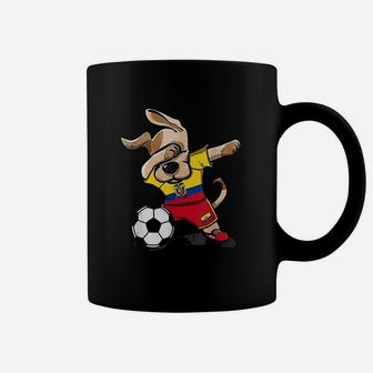 Dabbing Dog Ecuador Soccer Ecuadorean Flag Football Lovers Coffee Mug - Seseable