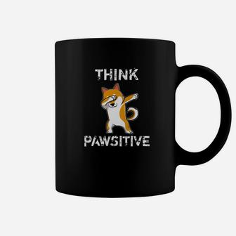 Dabbing Shiba Akita Inu Dog Think Pawsitive Inspiration Gift Premium Coffee Mug - Seseable