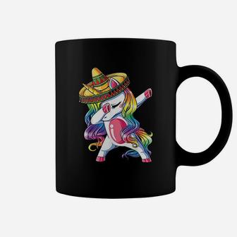 Dabbing Unicorn Funny Cinco De Mayo Women Rainbow Sombrero Coffee Mug - Seseable