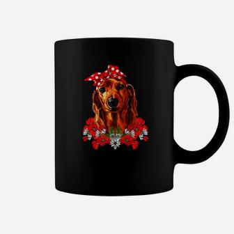 Dachshund Mom Mixed Flower Gift Mothers Day Coffee Mug - Seseable