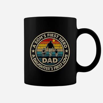 Dad A Sons First Hero A Daughters First Love Fathers Day Coffee Mug - Seseable
