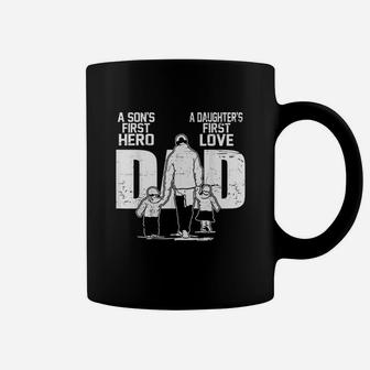 Dad A Sons First Hero Daughters First Love Fathers Day Coffee Mug - Seseable