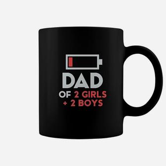 Dad Of 2 Girls 2 Boys Fathers Day Gift Daughter Son Coffee Mug - Seseable
