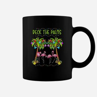 Deck The Palms Merry Flamingo Christmas Coffee Mug - Seseable