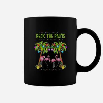Deck The Palms Merry Flamingo Christmas Coffee Mug - Seseable