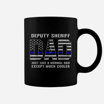 Deputy Sheriff Dad Much Cooler Fathers Day Thin Blue Line Coffee Mug - Seseable