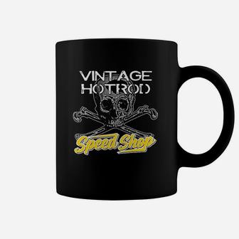 Devil Vintage Speed Shop Skull Crossbones Yellow Racing Garage Coffee Mug - Seseable