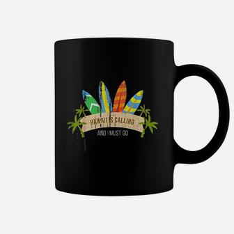 Distressed Retro Hawaii Is Calling And I Must Go Gift Coffee Mug - Seseable