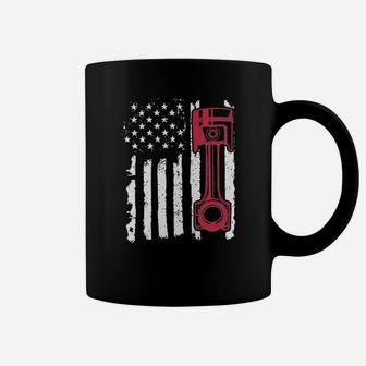 Distressed Vintage American Flag Piston Muscle Car T-shirt Coffee Mug - Seseable