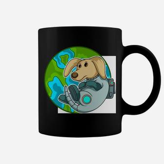 Dog Astronaut Looking Earth From Space Cartoon Pet Gift Coffee Mug - Seseable