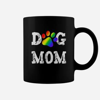 Dog Mom Dog Lover Rainbow Puppy Paw Coffee Mug - Seseable