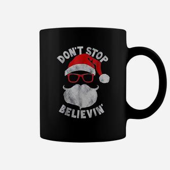 Dont Stop Believing Santa Cool Glasses Christmas Coffee Mug - Seseable