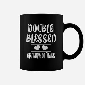 Double Blessed Grandpa Of Twins Grandfather Gift Coffee Mug - Seseable
