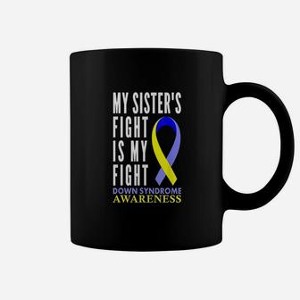 Down Syndrome Awareness Gifts Day Sister Yellow Blue Ribbon Coffee Mug - Seseable
