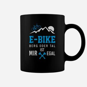 E-Bike Fan Tassen Berg oder Tal ist mir egal, Herren, Schwarz - Seseable