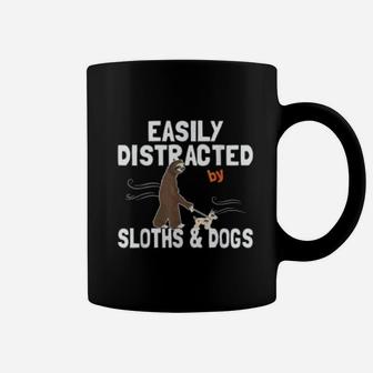 Easily Distracted By Sloths And Dogs Cute Coffee Mug - Seseable