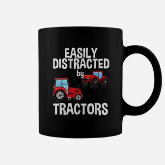 Easily Distracted By Tractors Farmer Red Tractor Coffee Mug - Seseable