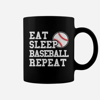 Eat Sleep Baseball Repeat Funny Baseball Player Coffee Mug - Seseable