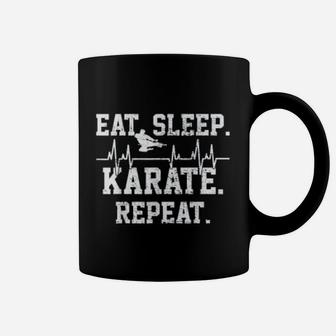 Eat Sleep Karate Repeat Heartbeat Karateka Coffee Mug - Seseable